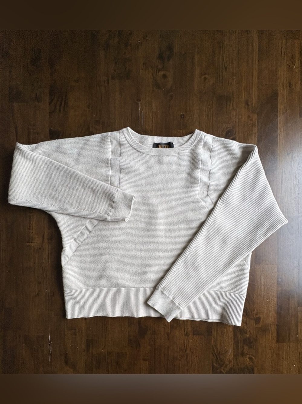 Truth by Republic Cream Textured Knit Crewneck Sweater